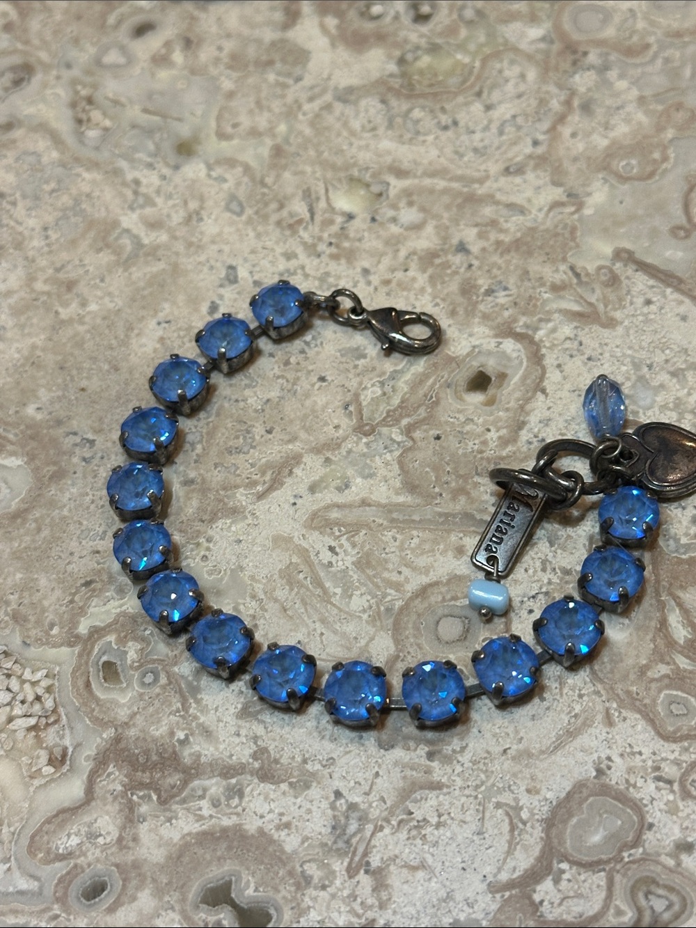 Mariana Periwinkle Blue Crystal Link Bracelet with Branded Charms